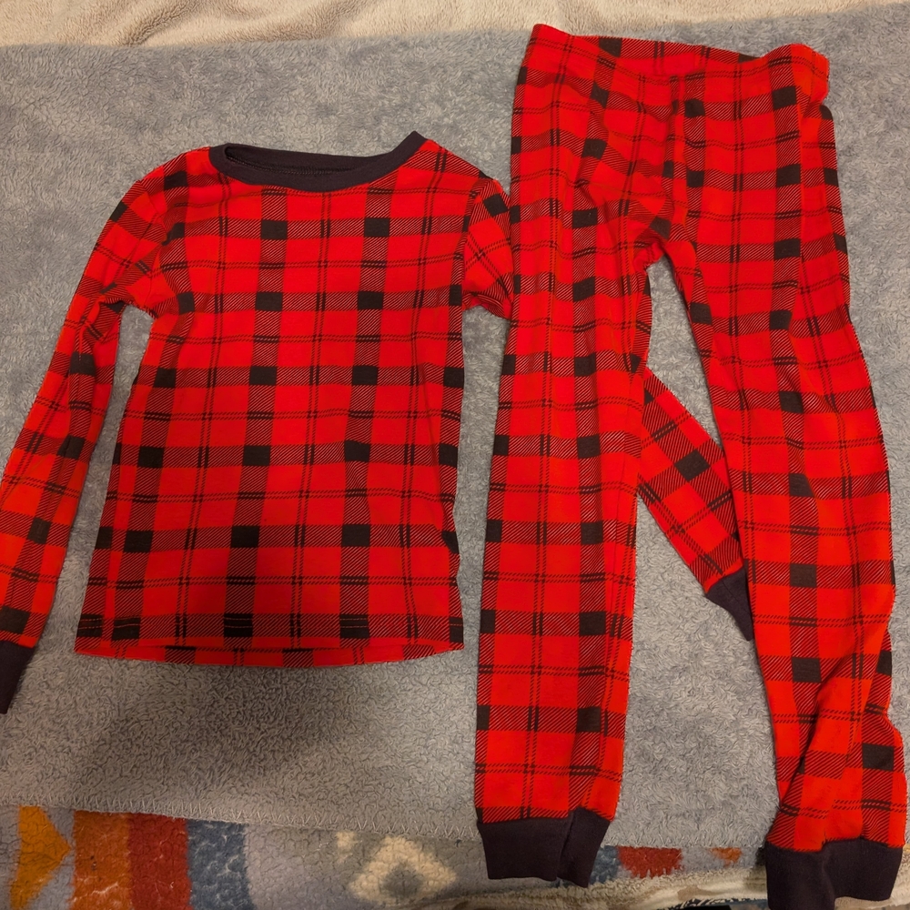 Size 6, Carter's Red and Black Plaid Kids Pajama Set